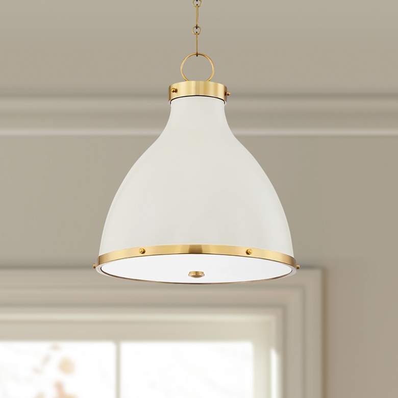 Image 1 Hudson Valley Painted No. 3 16 inchW Aged Brass Pendant Light