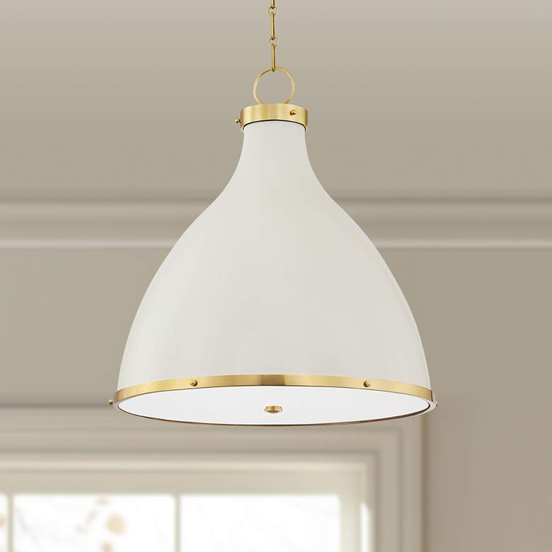 Image 1 Hudson Valley Painted No. 3 22"W Aged Brass Pendant Light