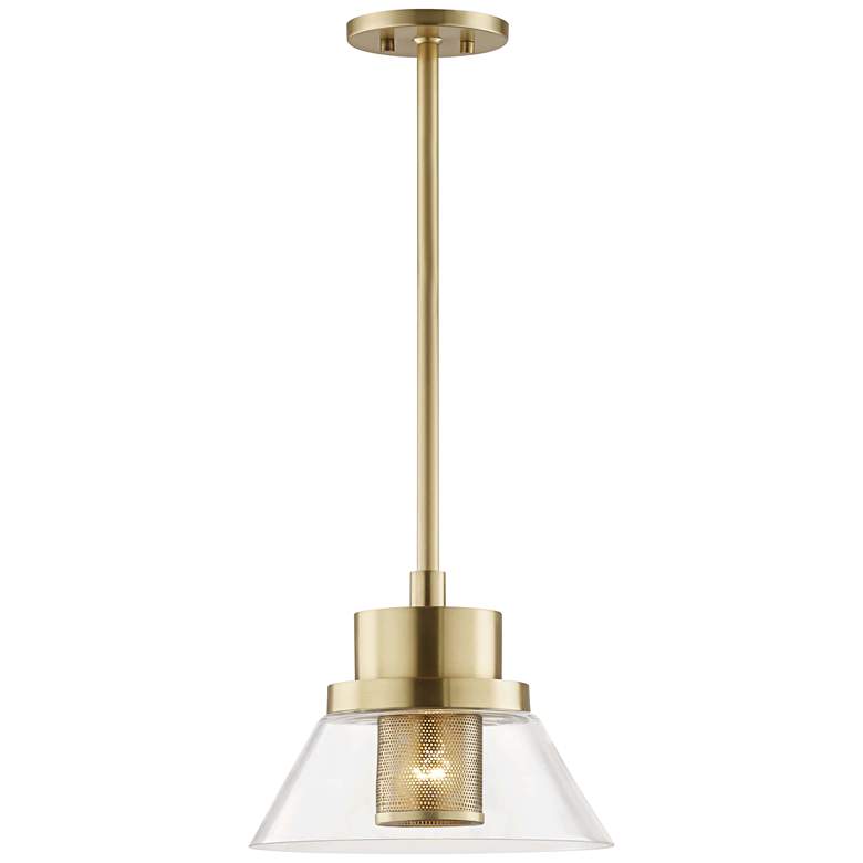 Image 2 Hudson Valley Paoli 12" Wide Aged Brass Mini Pendant