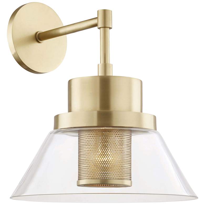 Image 1 Hudson Valley Paoli 15 1/4 inch High Aged Brass Wall Sconce