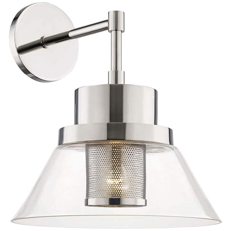 Image 1 Hudson Valley Paoli 15 1/4" High Polished Nickel Wall Sconce