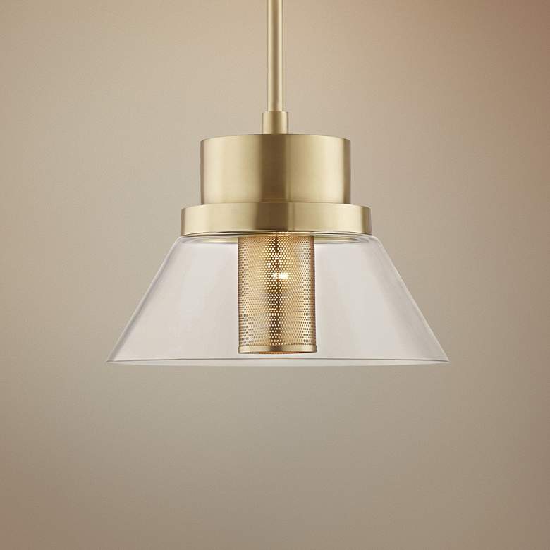 Image 1 Hudson Valley Paoli 15 3/4" Wide Aged Brass Pendant Light