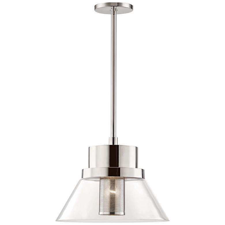 Image 1 Hudson Valley Paoli 15 3/4 inch Wide Nickel and Glass Modern Pendant Light