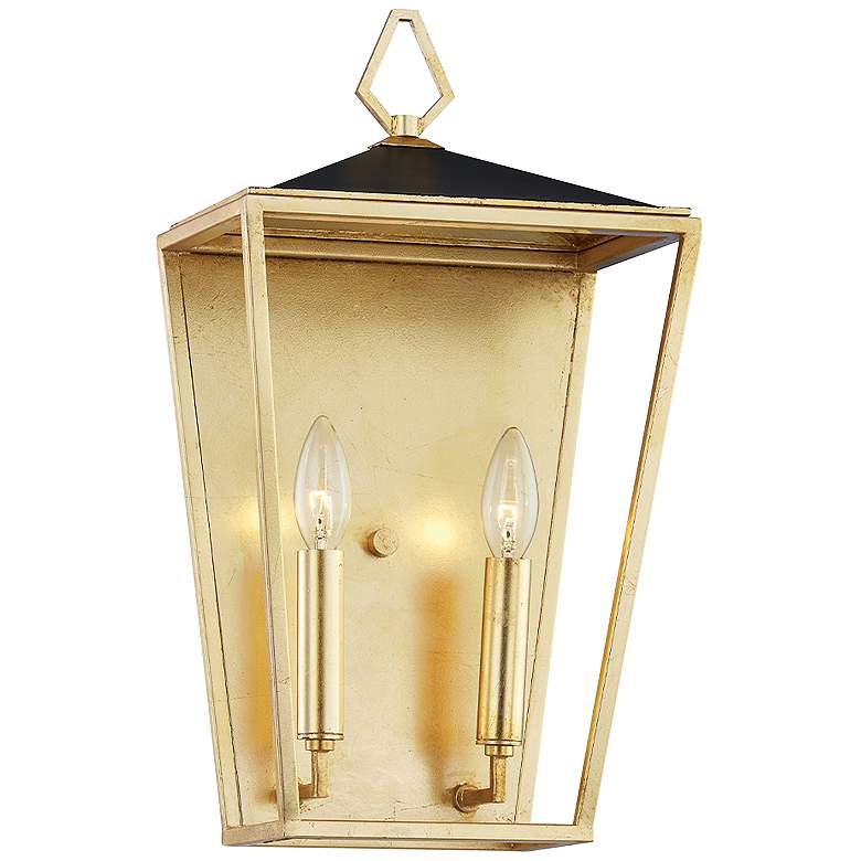 Image 1 Hudson Valley Paxton 17 3/4 inch High Gold Leaf and Black Wall Sconce