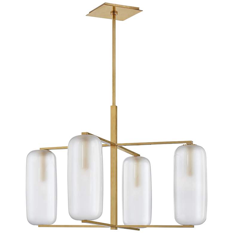 Image 1 Hudson Valley Pebble 33 1/2"W Aged Brass 4-Light Chandelier