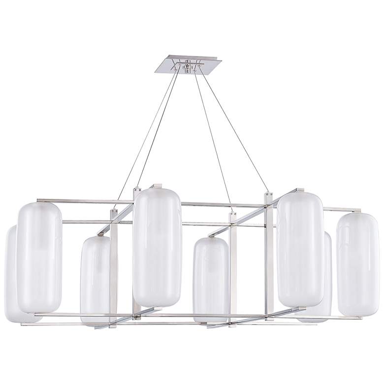 Image 1 Hudson Valley Pebble 48"W Polished Nickel 8-Light Chandelier