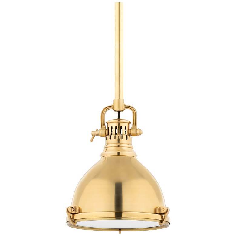Image 1 Hudson Valley Pelham 8" Wide Aged Brass 1 Light Pendant