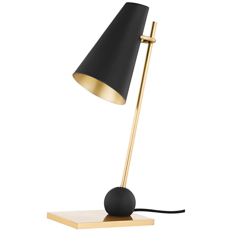 Image 1 Hudson Valley Piton Aged Brass and Black Modern Table Lamp
