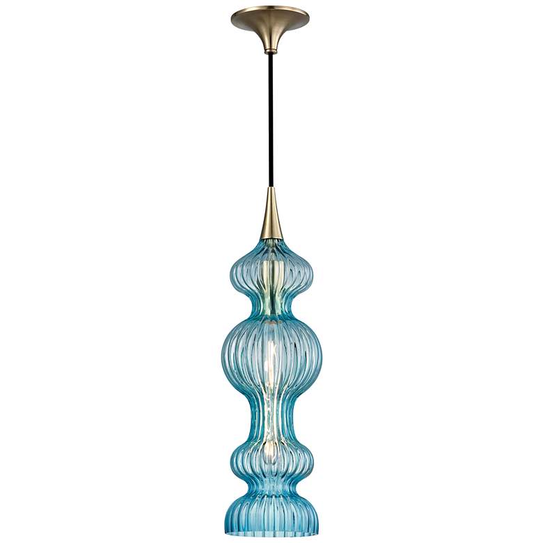 Image 1 Hudson Valley Pomfret 6" Wide Bohemian Blue Glass Pendant Light