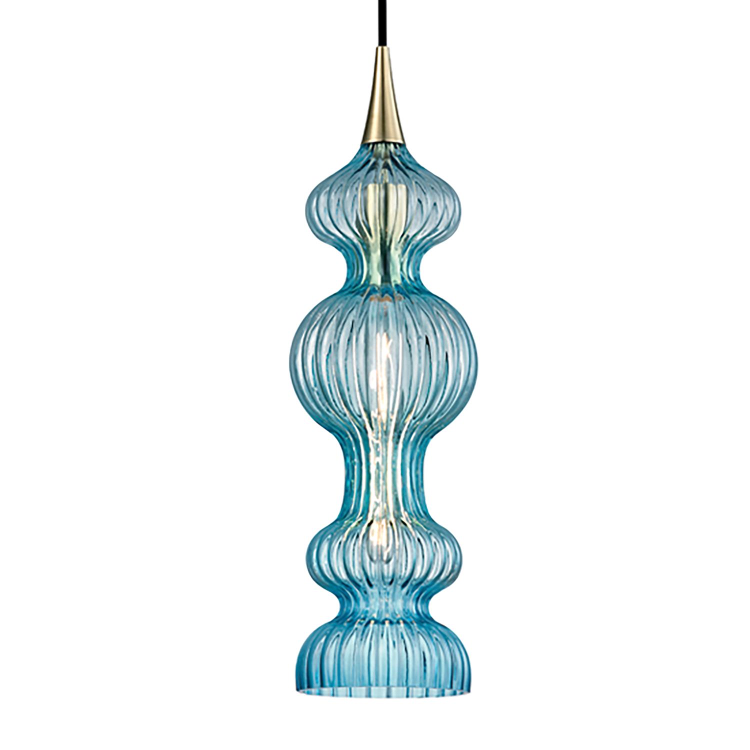 Image 2 Hudson Valley Pomfret 6" Wide Bohemian Blue Glass Pendant Light more views