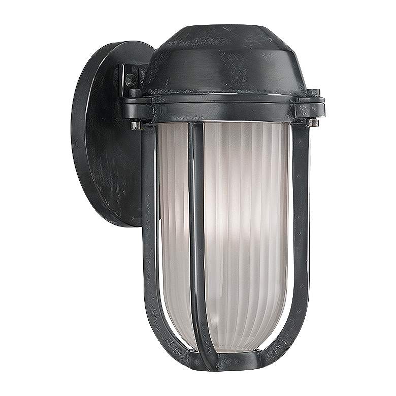 Image 1 Hudson Valley Pompey 9 1/2 inch High Aged Zinc Wall Sconce