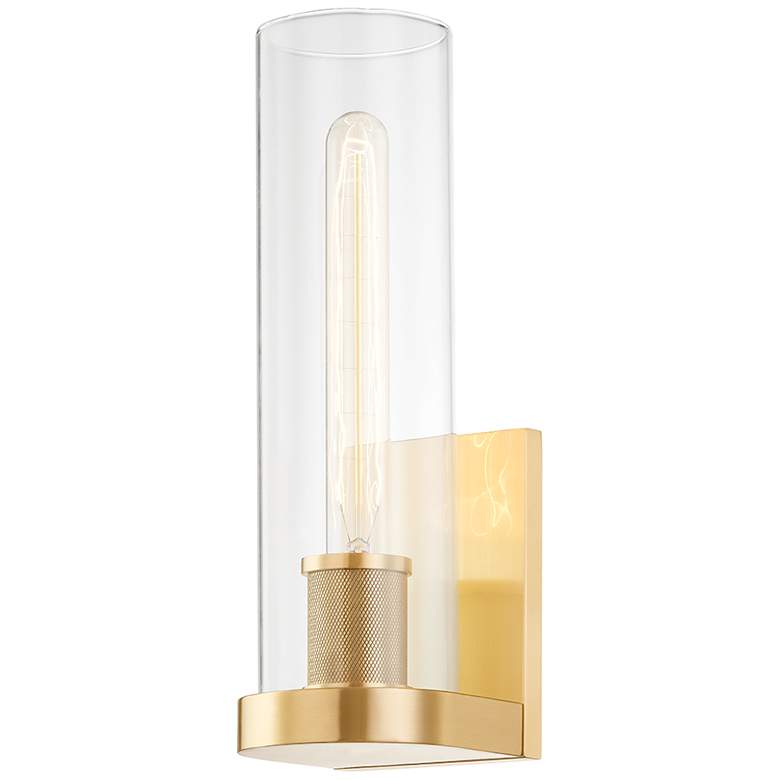 Image 1 Hudson Valley Porter 4.25" Wide Aged Brass 1 Light Wall Sconce
