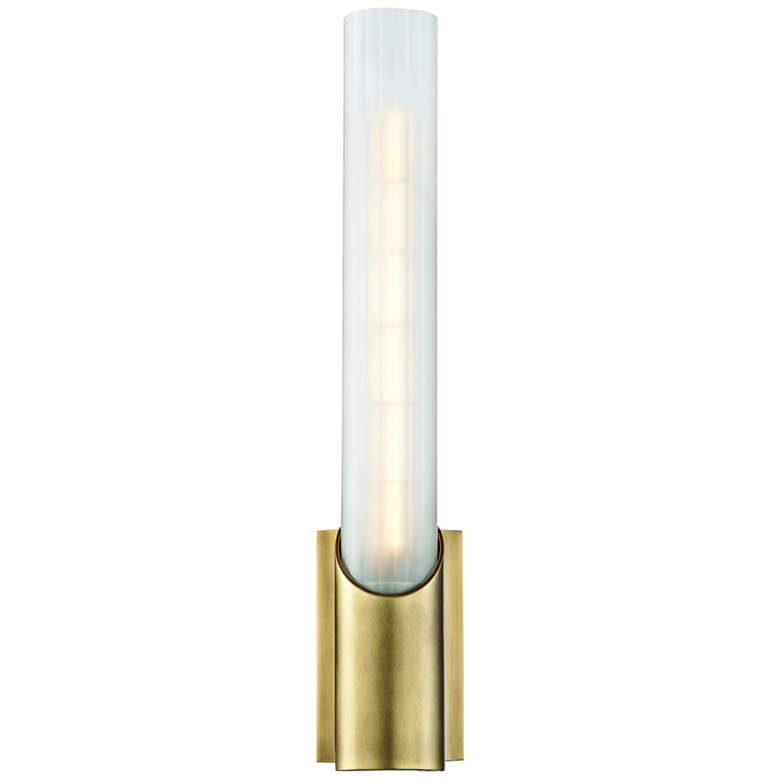Image 1 Hudson Valley Pylon 13 3/4" High Aged Brass LED Wall Sconce