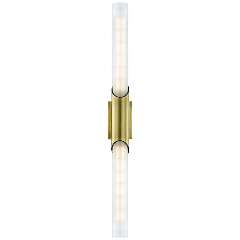 Image 2 Hudson Valley Pylon 26 inch High Aged Brass 2-LED Wall Sconce