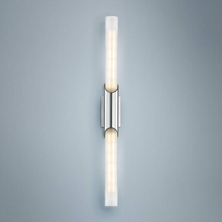 Image 1 Hudson Valley Pylon 26 inchH Polished Nickel 2-LED Wall Sconce