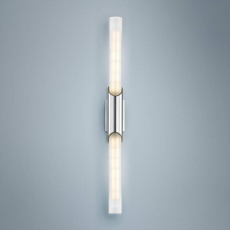 Image 1 Hudson Valley Pylon 26"H Polished Nickel 2-LED Wall Sconce