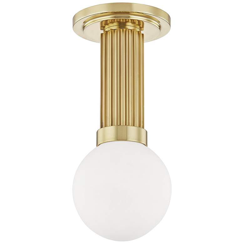 Image 1 Hudson Valley Reade 5" Wide Aged Brass LED Ceiling Light