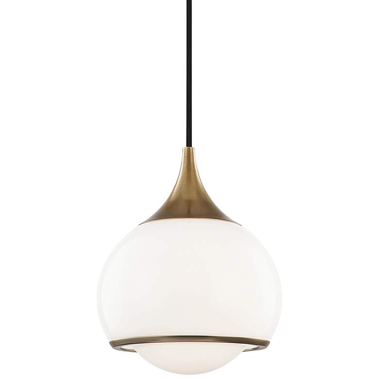 Image 1 Hudson Valley Reese 6 3/4" Brass and White Glass Modern Mini Pendant