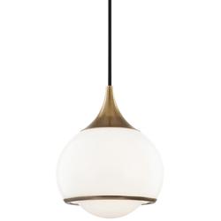Hudson Valley Reese 6 3/4" Brass and White Glass Modern Mini Pendant
