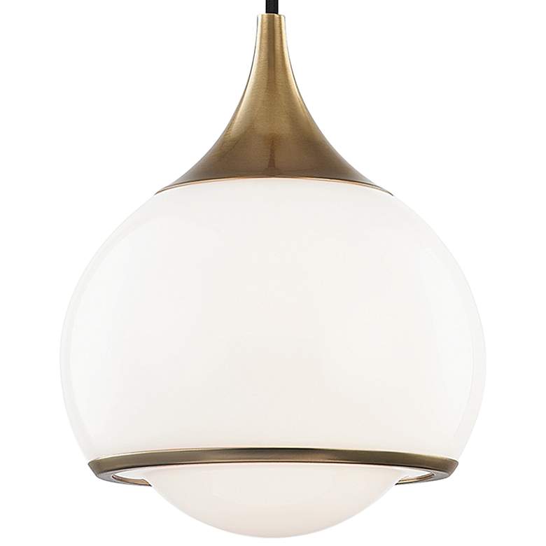 Image 2 Hudson Valley Reese 6 3/4" Brass and White Glass Modern Mini Pendant more views