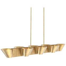 Hudson Valley Reeve 52"W Vintage Gold Leaf Island Pendant