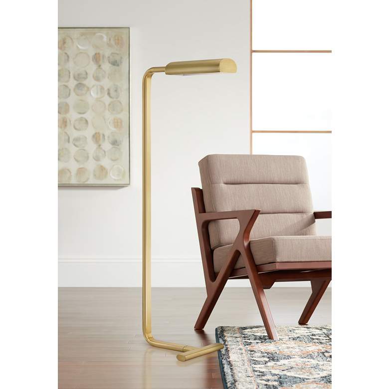 Image 1 Hudson Valley Renwick 47 1/2 inch Aged Brass LED Floor Lamp
