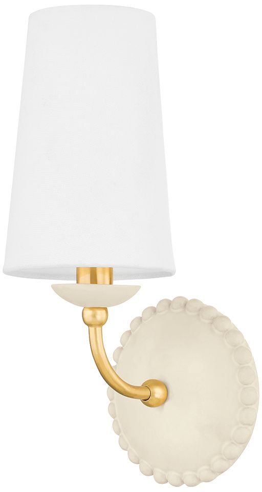 Image 2 Hudson Valley Rhea 18 1/2" High White Shade Aged Brass Wall Sconce more views