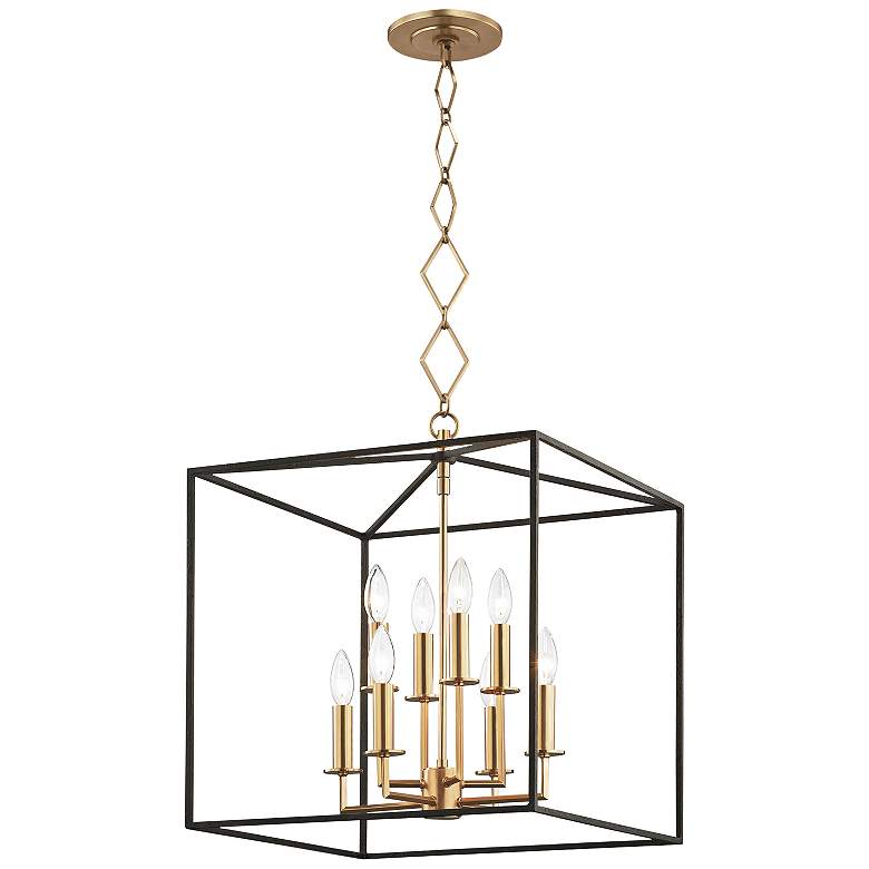 Image 2 Hudson Valley Richie 18" Aged Brass Textured Black 8-Light Pendant