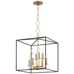 Hudson Valley Richie 18" Aged Brass Textured Black 8-Light Pendant