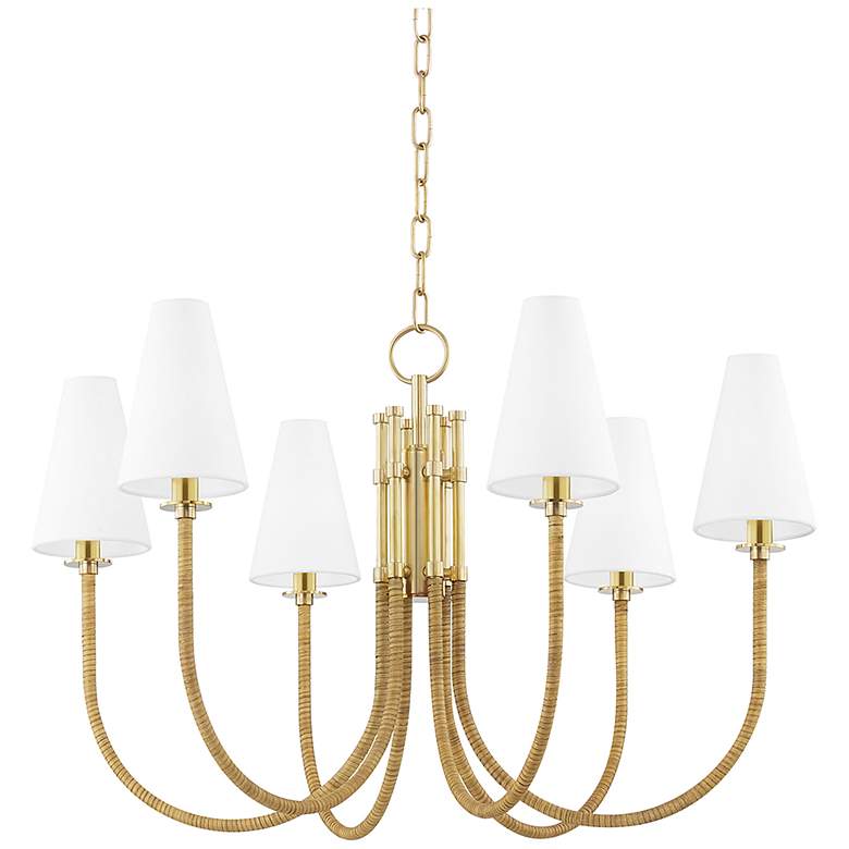 Image 2 Hudson Valley Ripley 31 3/4" Wide Aged Brass 6-Light Chandelier