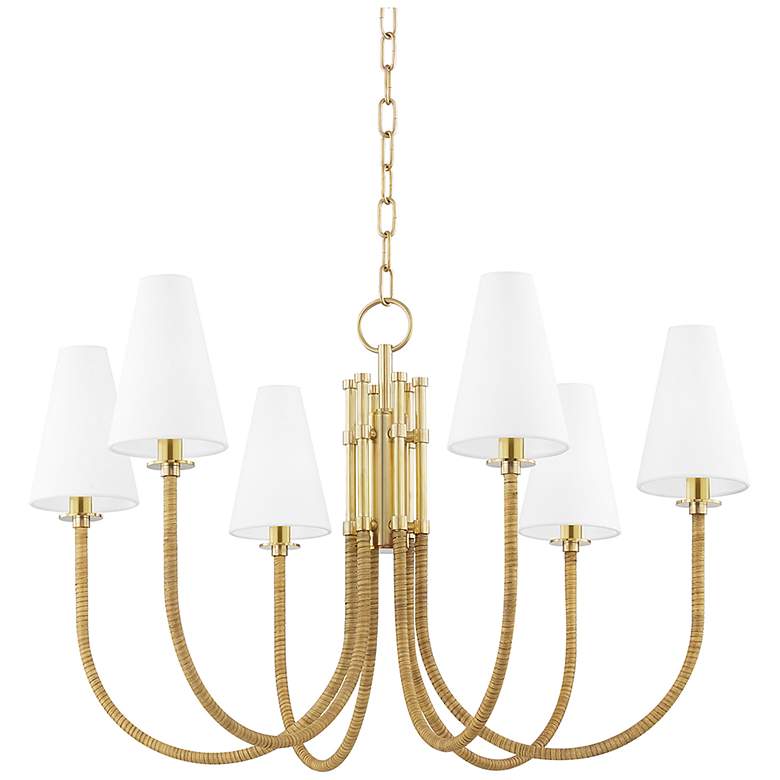 Image 2 Hudson Valley Ripley 31 3/4 inch Wide Aged Brass 6-Light Chandelier