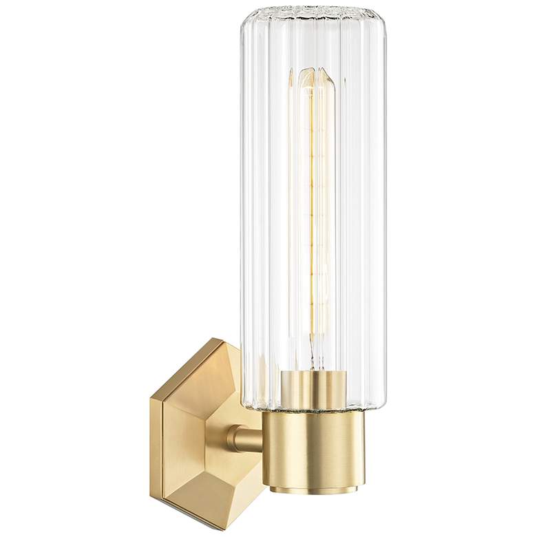 Image 1 Hudson Valley Roebling 14 3/4" High Aged Brass Wall Sconce