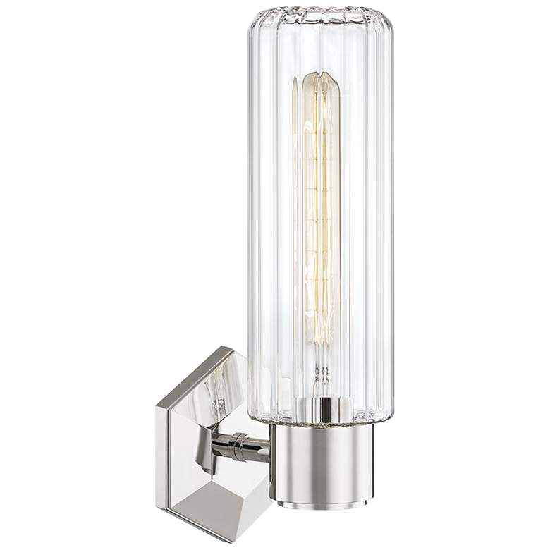 Image 1 Hudson Valley Roebling 14 3/4"H Polished Nickel Wall Sconce