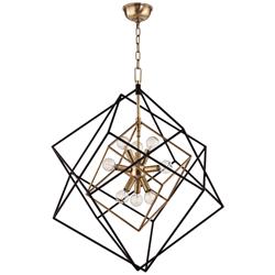 Hudson Valley Roundout 26" Black Brass Modern Geometric Pendant Light