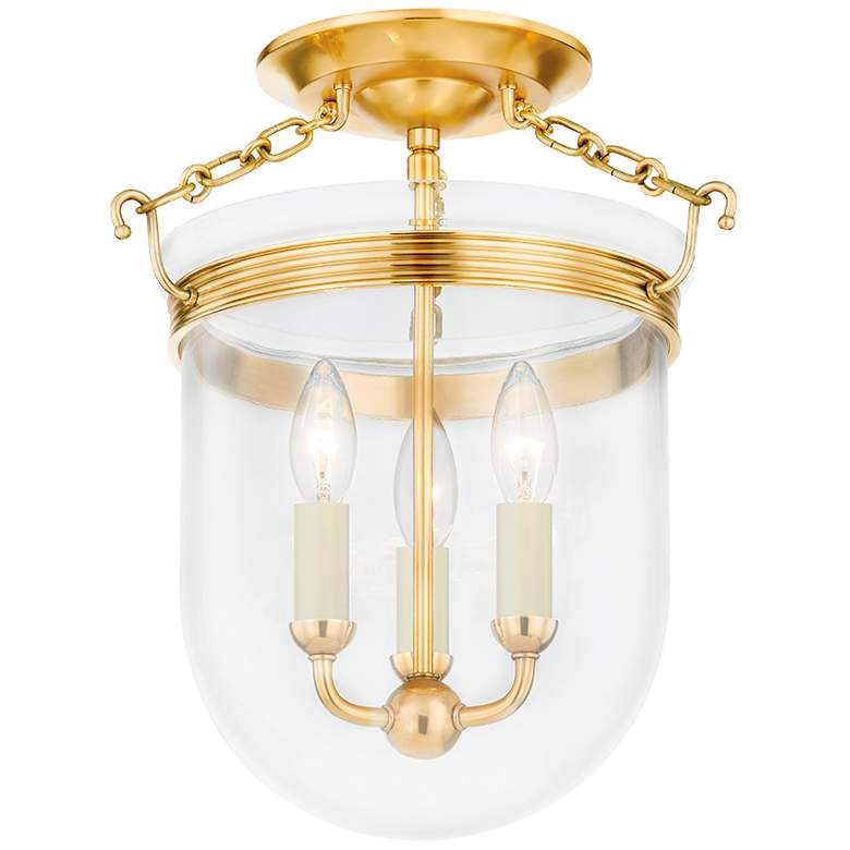 Image 1 Hudson Valley Rousham 12 3/4" Wide Brass Clear Glass Ceiling Light