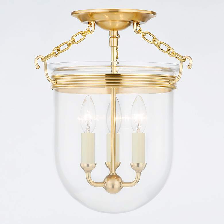 Image 3 Hudson Valley Rousham 12 3/4" Wide Brass Clear Glass Ceiling Light more views