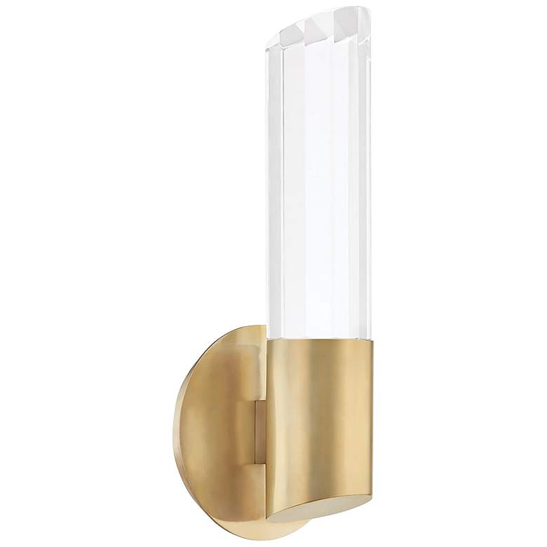 Image 1 Hudson Valley Rowe 12 1/2" High Aged Brass LED Wall Sconce