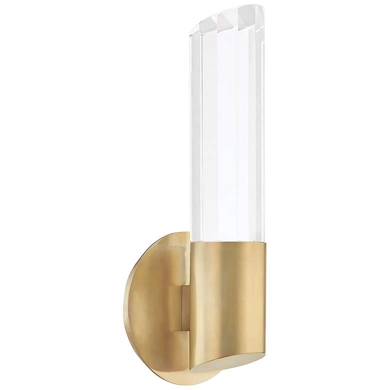 Image 1 Hudson Valley Rowe 12 1/2 inch High Aged Brass LED Wall Sconce