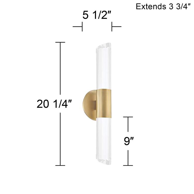 Image 2 Hudson Valley Rowe 20 1/4"H Brass 2-Light LED Wall Sconce more views