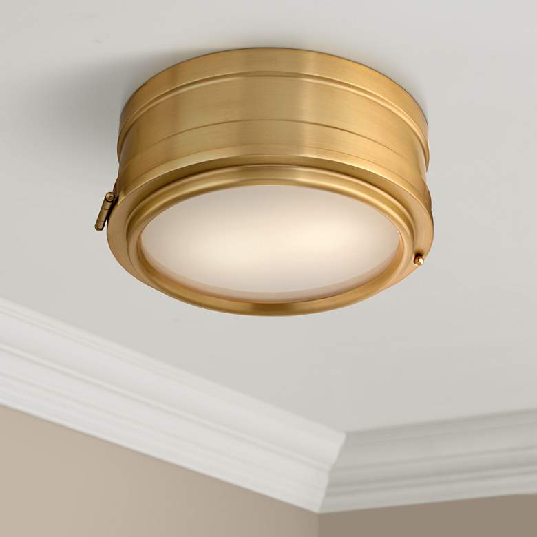 Image 1 Hudson Valley Rye 11" Wide Aged Brass Ceiling Light