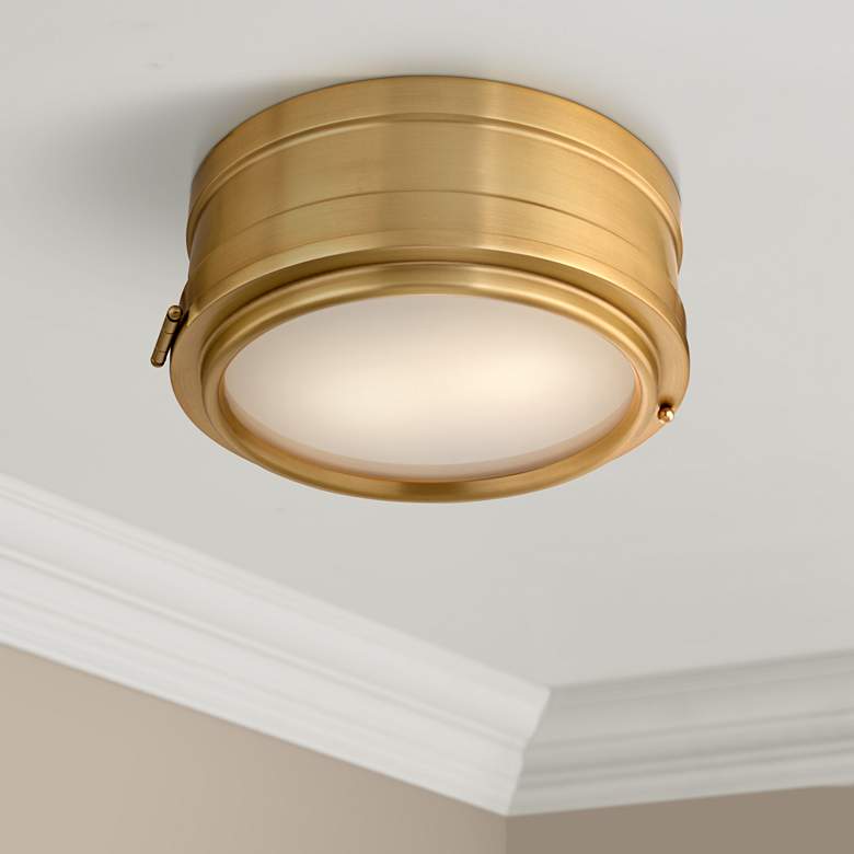 Image 1 Hudson Valley Rye 11 inch Wide Aged Brass Ceiling Light