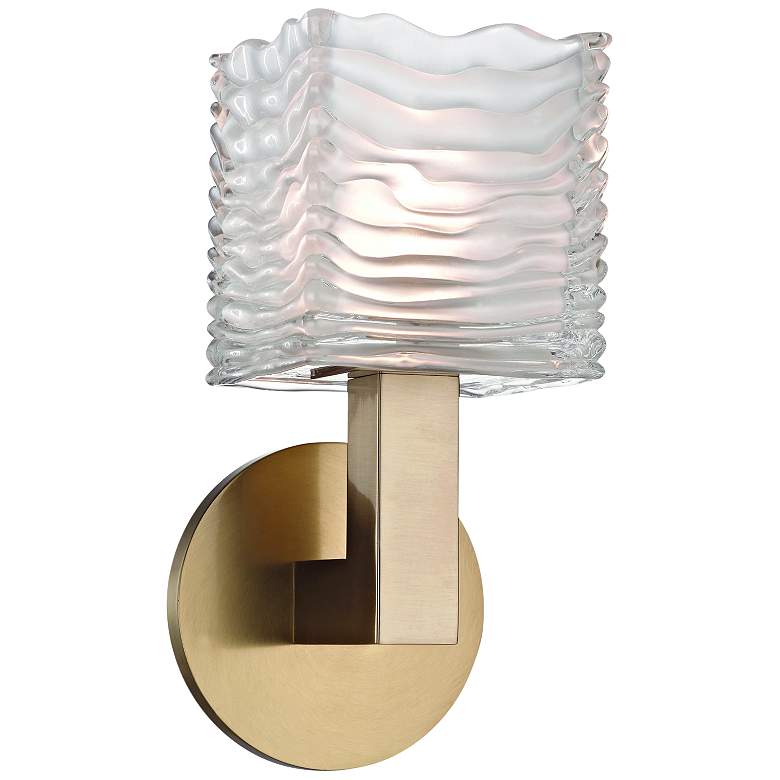 Image 1 Hudson Valley Sagamore 10" High Aged Brass LED Wall Sconce