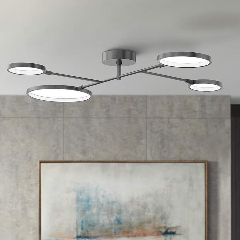 Image 1 Hudson Valley Saturn 43 inch Wide Old Bronze 4-Light Modern Ceiling Light