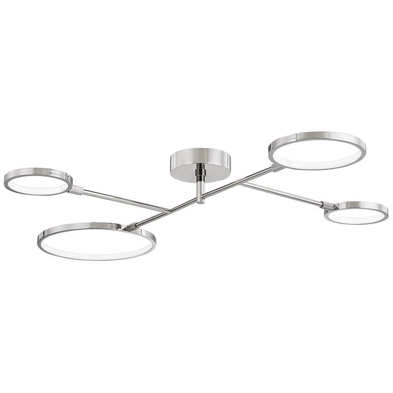 Image 2 Hudson Valley Saturn 43 inchW Polished Nickel 4-Light Ceiling Light