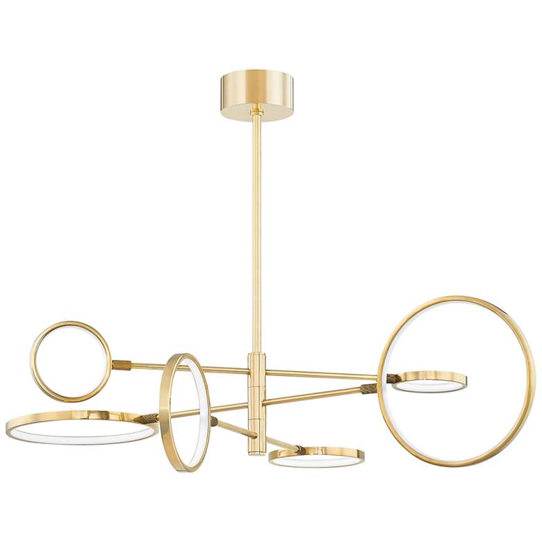 Image 2 Hudson Valley Saturn 44.5" Wide Aged Brass 6 Light Led Chandelier