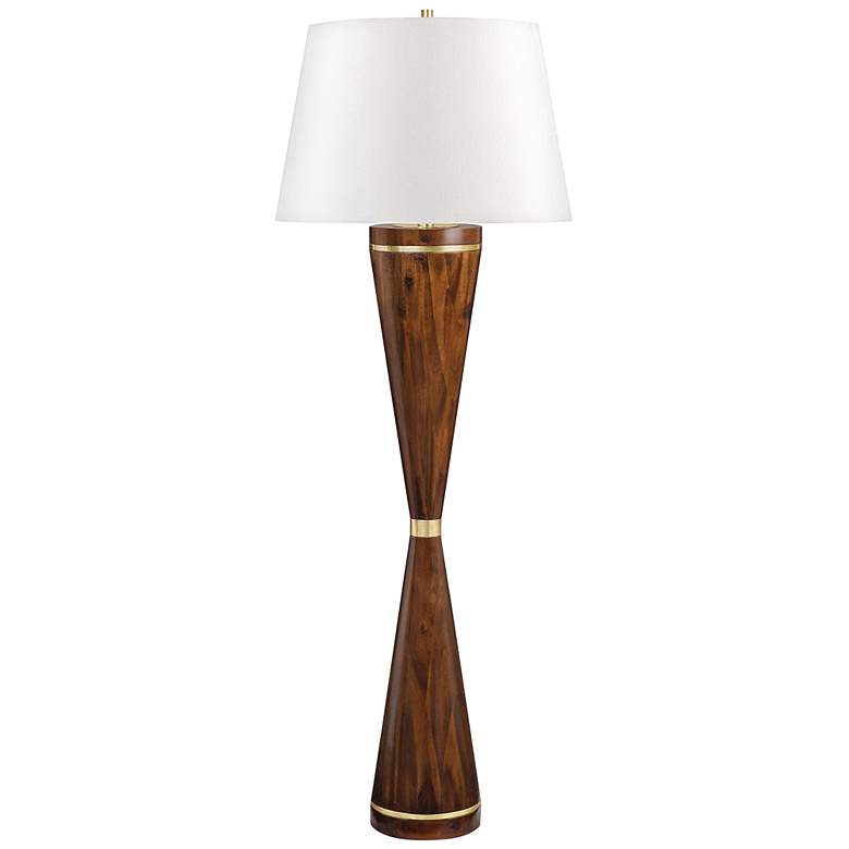 Image 1 Hudson Valley Selden Dark Tram Acacia Wood Floor Lamp