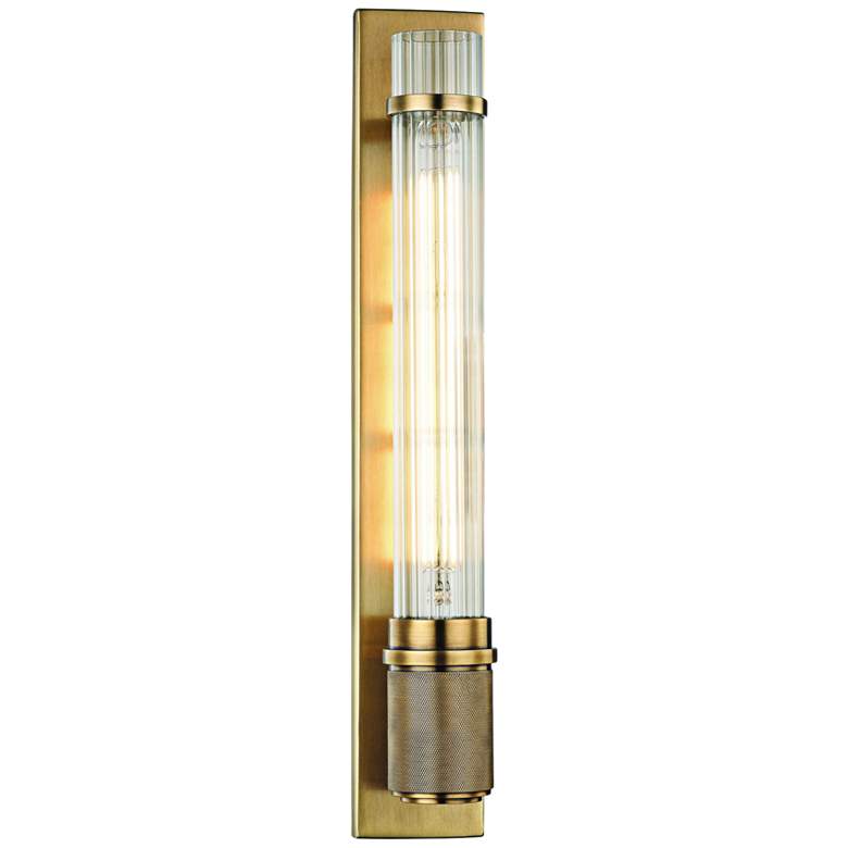 Image 1 Hudson Valley Shaw 15 1/2" High Aged Brass Wall Sconce