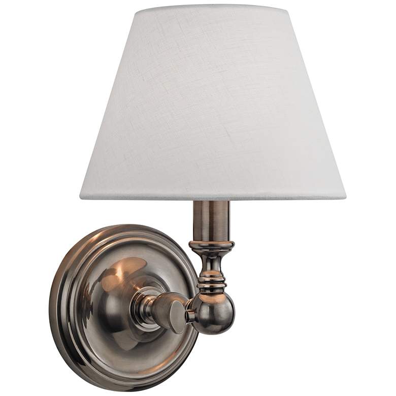Image 1 Hudson Valley Sidney 9 3/4" High Historic Nickel Wall Sconce