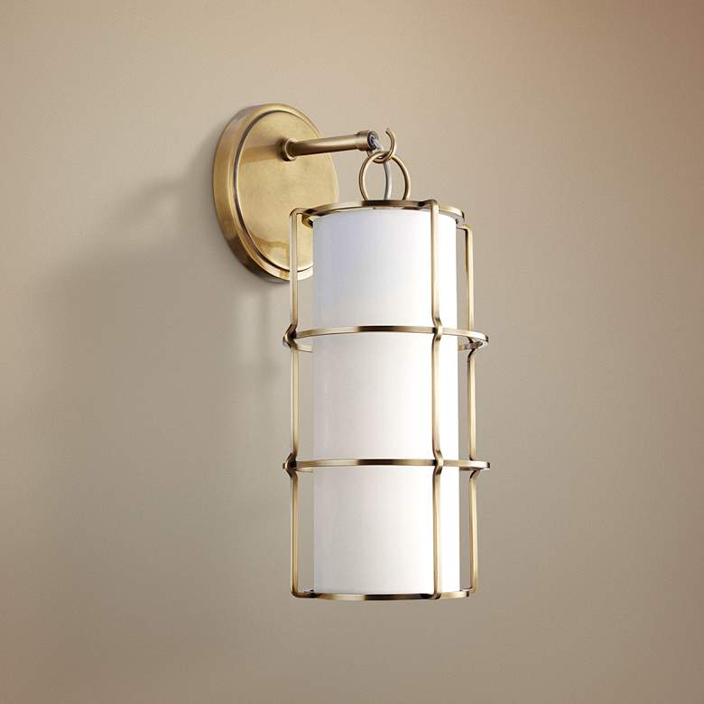 Image 1 Hudson Valley Sovereign 16 inch High Aged Brass LED Wall Sconce