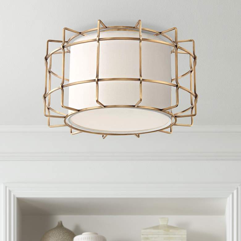 Image 1 Hudson Valley Sovereign 16"W Aged Brass LED Ceiling Light